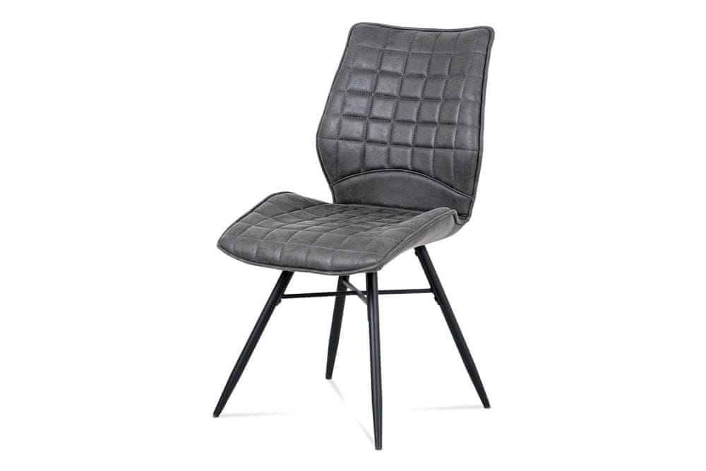 Autronic jedálenská stolička, sivá látka vintage, kov čierny mat HC-444 GREY3